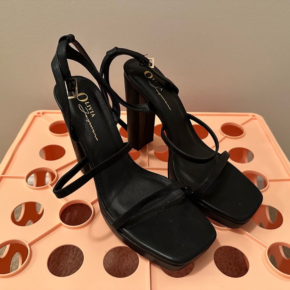 Olivia Black Strappy Heels for Women